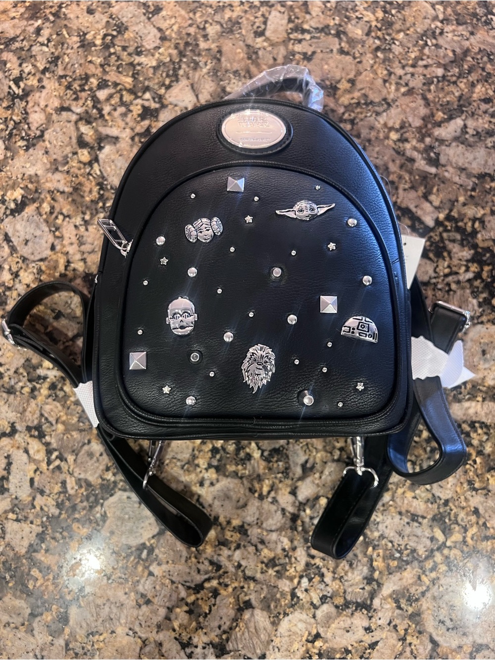 Loungefly Black Studded Star Wars Mini Backpack with Silver Accents